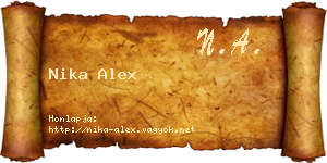 Nika Alex névjegykártya